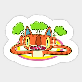 orange cat in a big panic Sticker